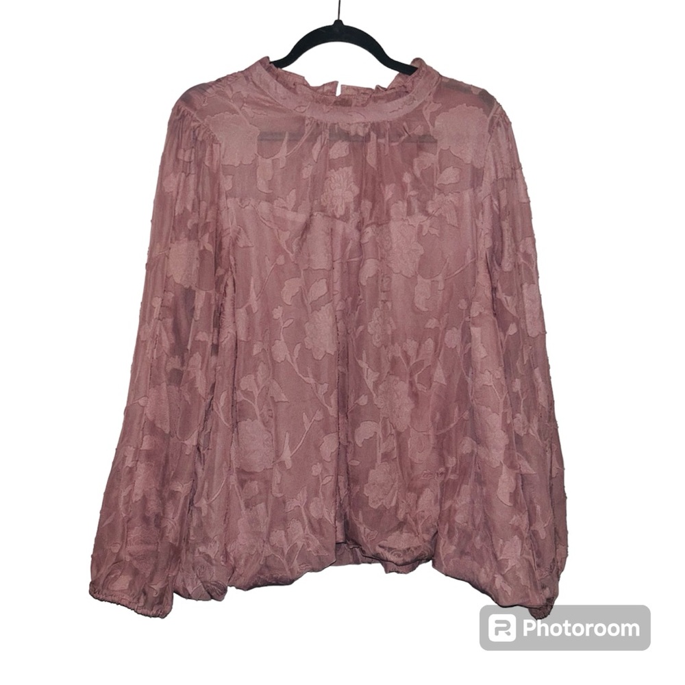 Torrid Peplum Lavender Purple Floral Textured Peplum Long Sleeve Blouse 3X